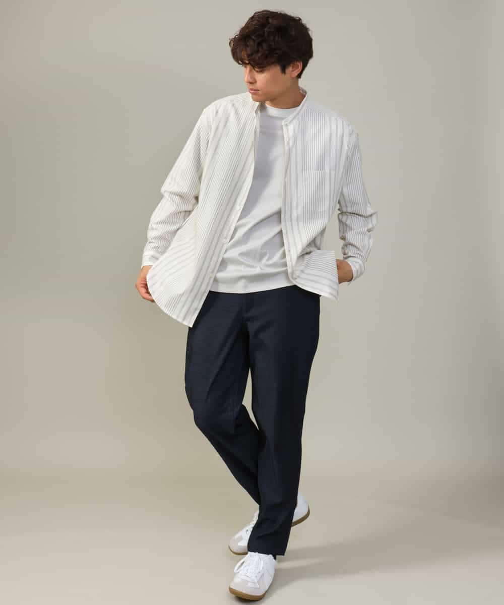 KHLJV02059 a.v.v MEN(アー・ヴェ・ヴェ) 【ストレッチ】スマートシャンブレーテーパードパンツ ネイビー