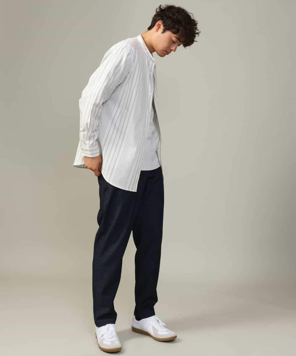 KHLJV02059 a.v.v MEN(アー・ヴェ・ヴェ) 【ストレッチ】スマートシャンブレーテーパードパンツ ネイビー