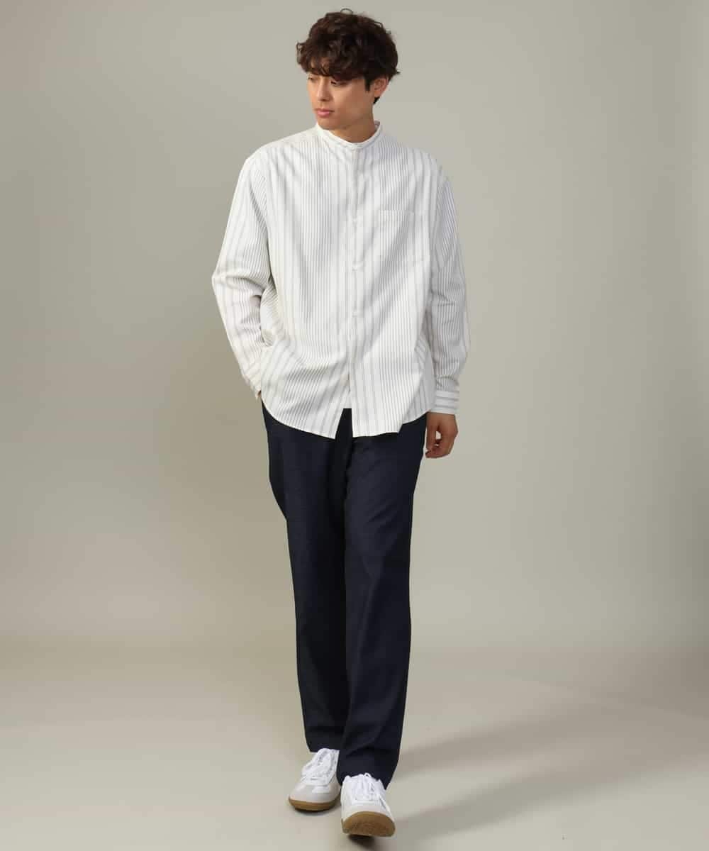 KHLJV02059 a.v.v MEN(アー・ヴェ・ヴェ) 【ストレッチ】スマートシャンブレーテーパードパンツ ネイビー