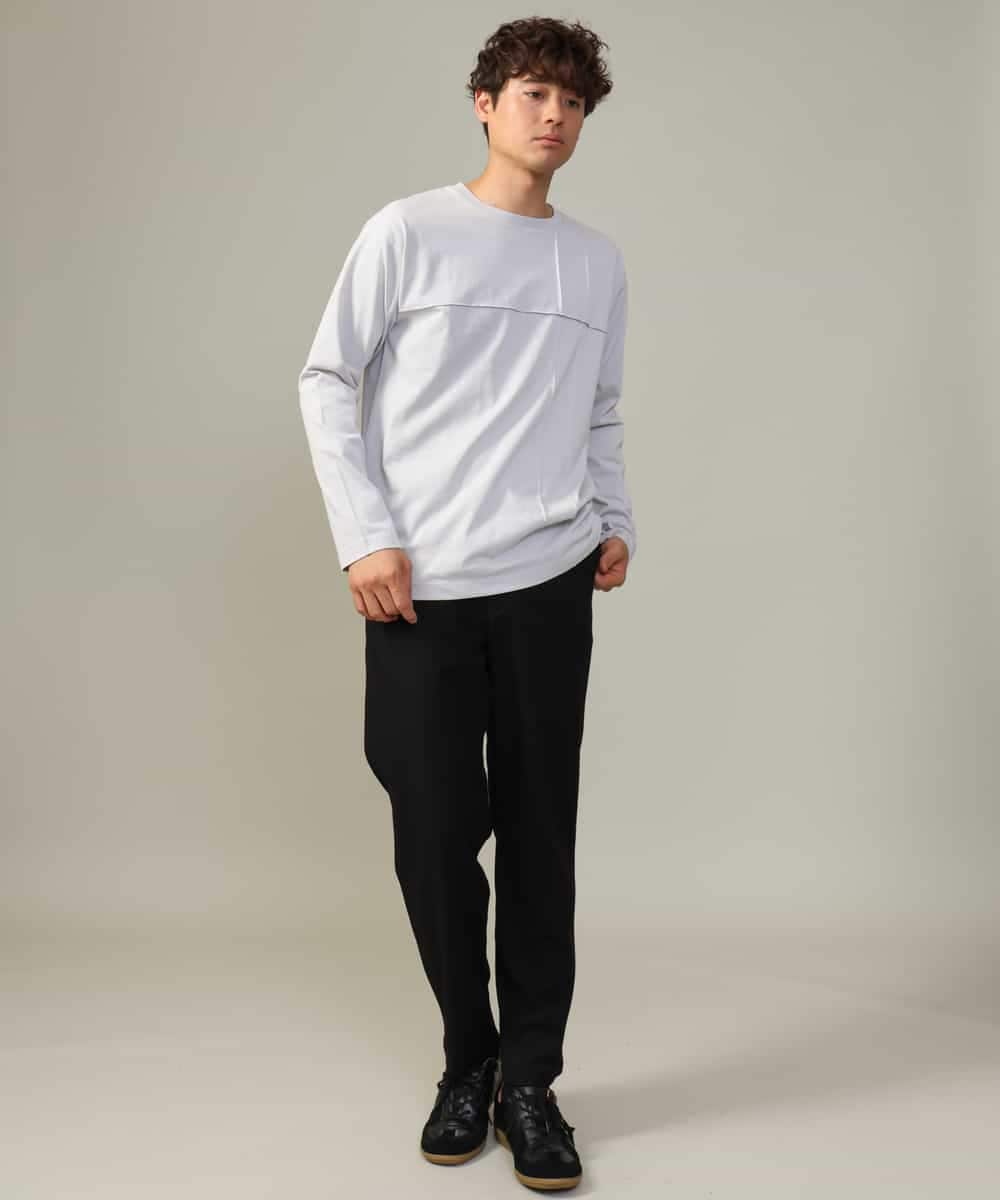 KHLJV02059 a.v.v MEN(アー・ヴェ・ヴェ) 【ストレッチ】スマートシャンブレーテーパードパンツ ネイビー