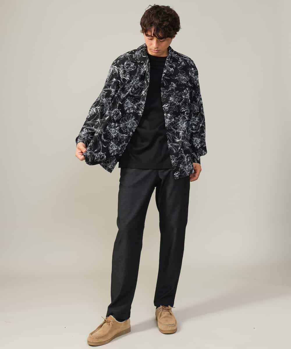 KHLJV02059 a.v.v MEN(アー・ヴェ・ヴェ) 【ストレッチ】スマートシャンブレーテーパードパンツ ネイビー