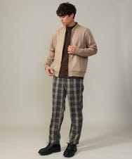 KHLJV04069 a.v.v MEN(アー・ヴェ・ヴェ) 【リラックスシルエット】オンブレチェック柄セミルーズパンツ ブラウン×ベージュ