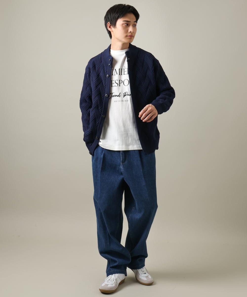 KHLKV10069 a.v.v MEN(アー・ヴェ・ヴェ) 【大人デニム】デニムワンタックワイドパンツ 15.8OZ ネイビー