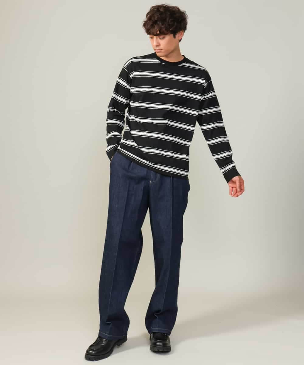 KHLKV10069 a.v.v MEN(アー・ヴェ・ヴェ) 【大人デニム】デニムワンタックワイドパンツ 15.8OZ ネイビー