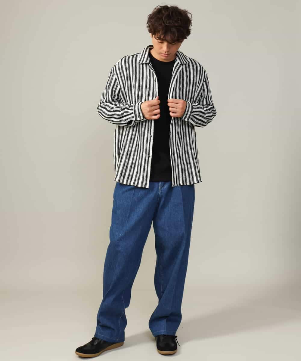 KHLKV10069 a.v.v MEN(アー・ヴェ・ヴェ) 【大人デニム】デニムワンタックワイドパンツ 15.8OZ ネイビー