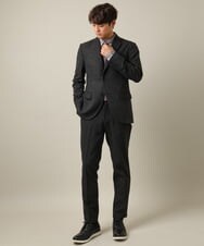 KHLKV83079 a.v.v MEN(アー・ヴェ・ヴェ) 【洗濯機で洗える/通勤/セレモニー】シャークスキン起毛ストレッチイージースラックス(セットアップ可） ダークグレー