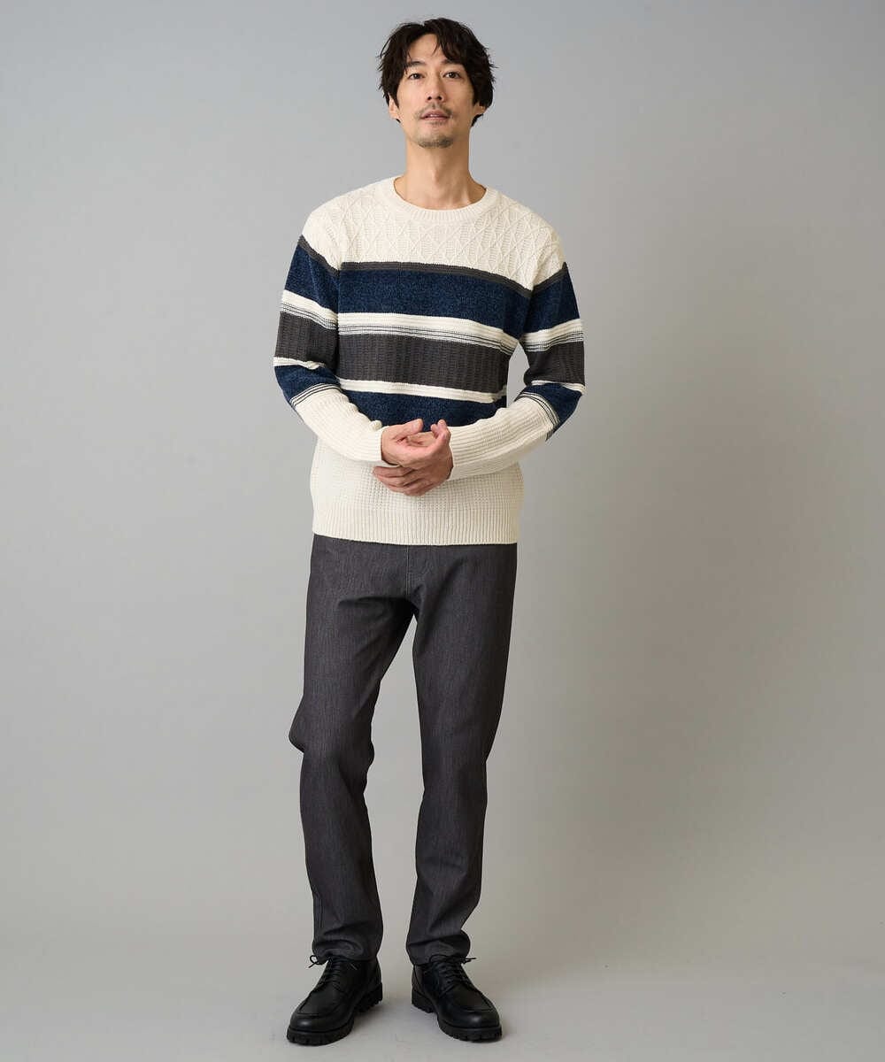 KHLLA12064 a.v.v MEN(アー・ヴェ・ヴェ) 【イージーケア/洗濯機で洗える】ピケストレッチ5ポケットパンツ ダークグレー