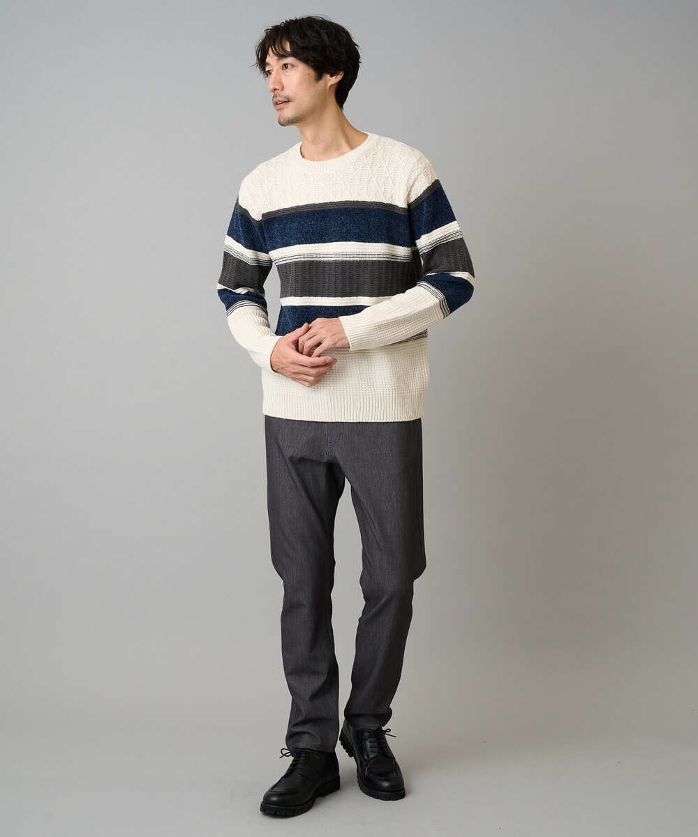 KHLLA12064 a.v.v MEN(アー・ヴェ・ヴェ) 【イージーケア/洗濯機で洗える】ピケストレッチ5ポケットパンツ ダークグレー