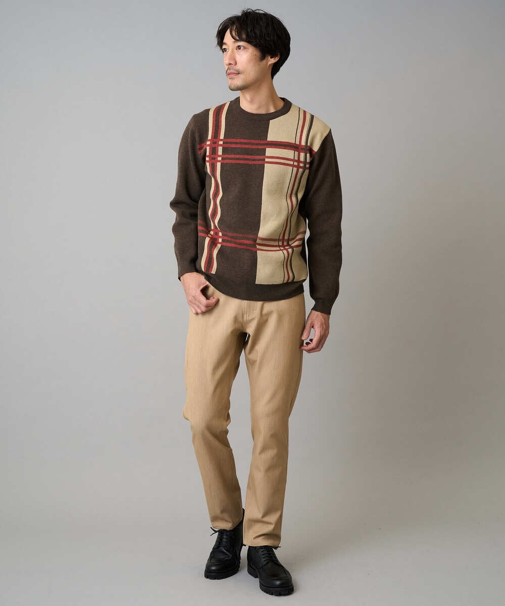 KHLLA12064 a.v.v MEN(アー・ヴェ・ヴェ) 【イージーケア/洗濯機で洗える】ピケストレッチ5ポケットパンツ ダークグレー