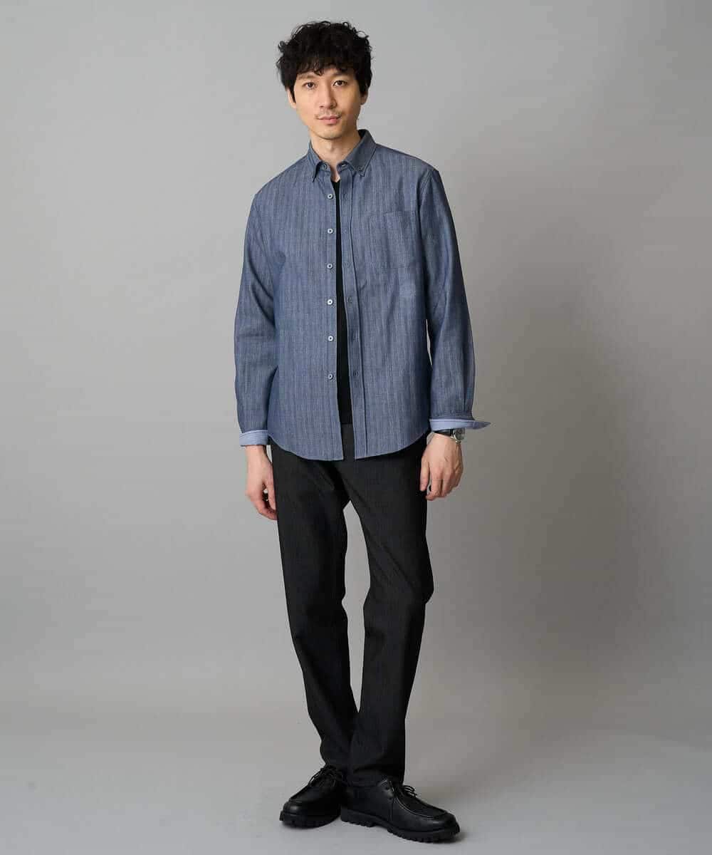 KHLLA12064 a.v.v MEN(アー・ヴェ・ヴェ) 【イージーケア/洗濯機で洗える】ピケストレッチ5ポケットパンツ ダークグレー