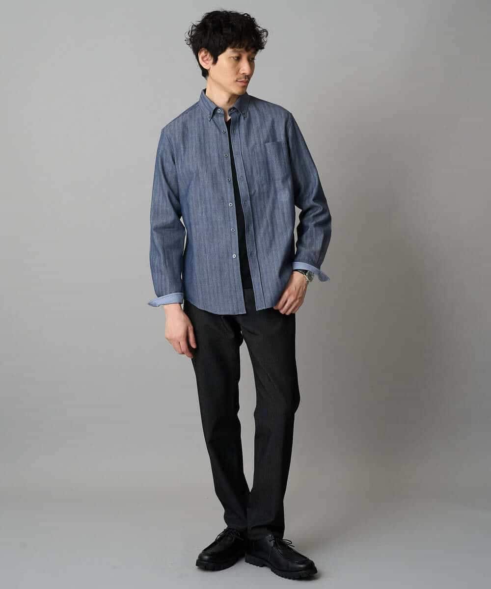 KHLLA12064 a.v.v MEN(アー・ヴェ・ヴェ) 【イージーケア/洗濯機で洗える】ピケストレッチ5ポケットパンツ ダークグレー