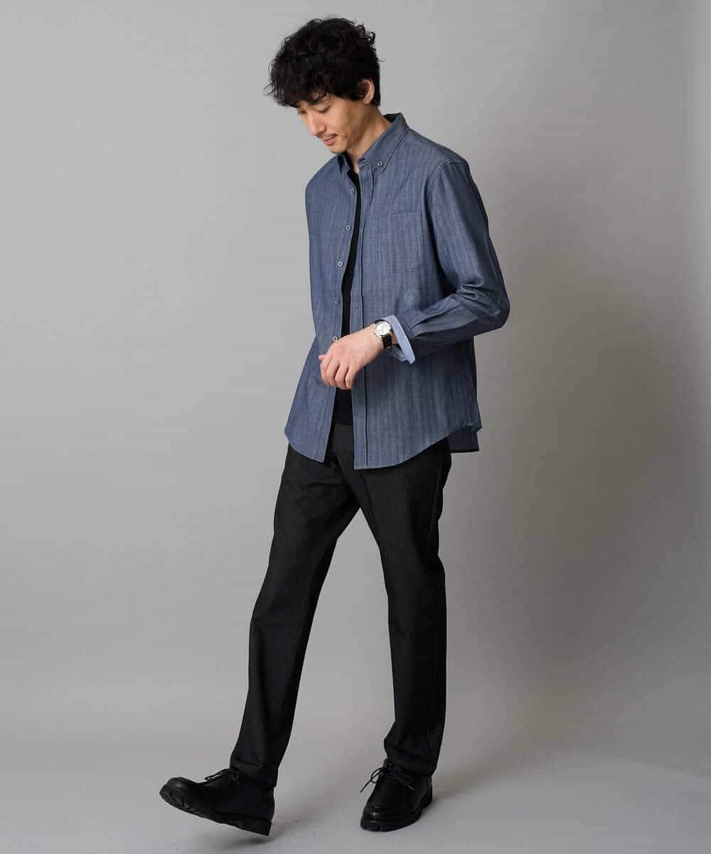 KHLLA12064 a.v.v MEN(アー・ヴェ・ヴェ) 【イージーケア/洗濯機で洗える】ピケストレッチ5ポケットパンツ ダークグレー