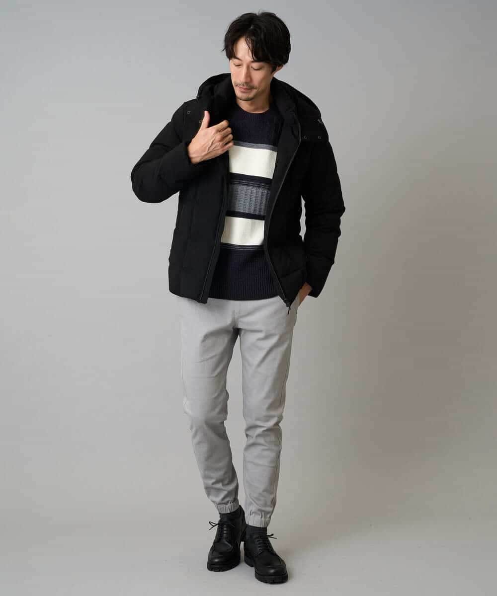 KHLLA14064 a.v.v MEN(アー・ヴェ・ヴェ) 【イージーケア/毛玉になりにくい】スーパーストレッチジョガーパンツ【洗濯機で洗える】 ブラック