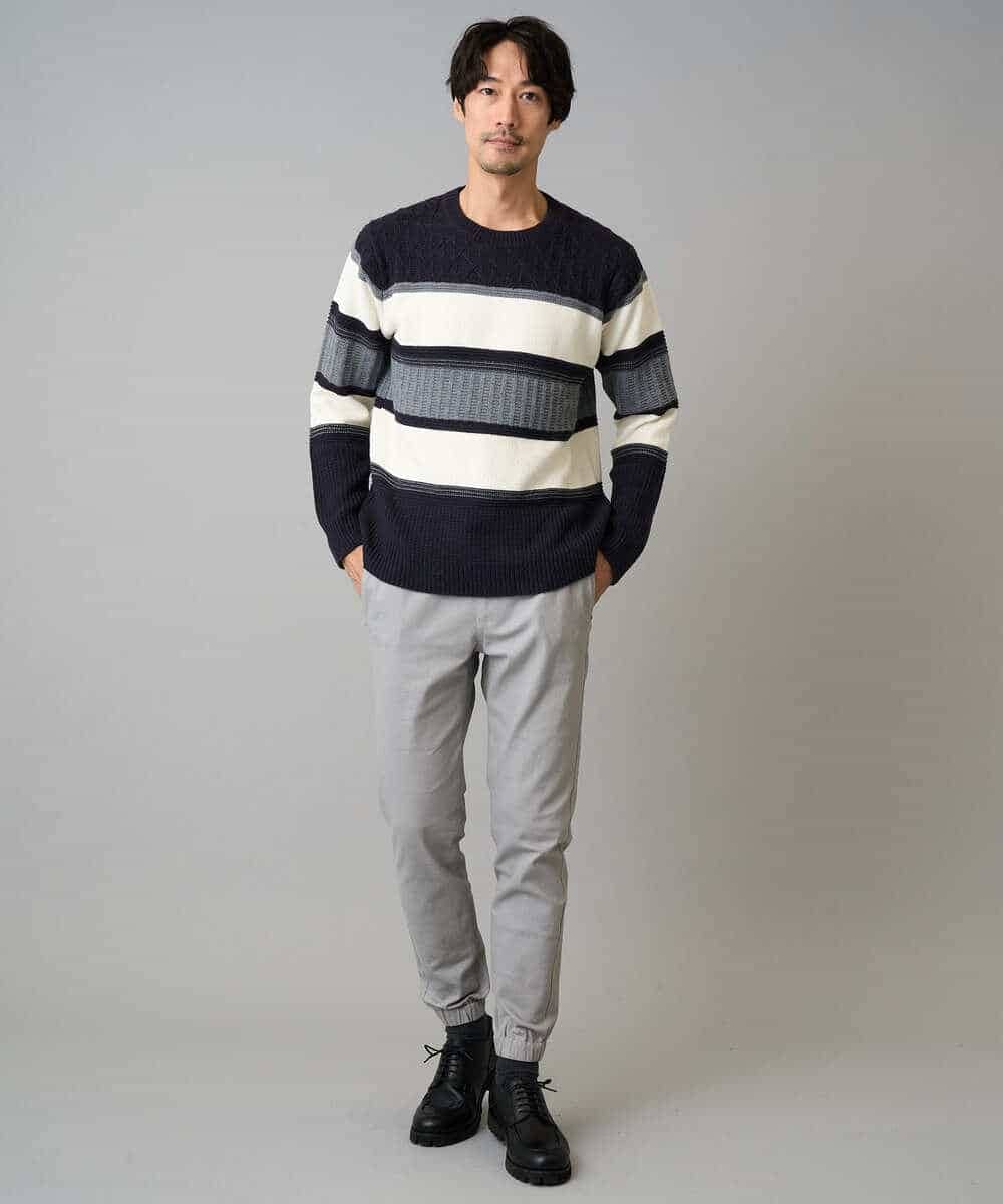 KHLLA14064 a.v.v MEN(アー・ヴェ・ヴェ) 【イージーケア/毛玉になりにくい】スーパーストレッチジョガーパンツ【洗濯機で洗える】 ブラック