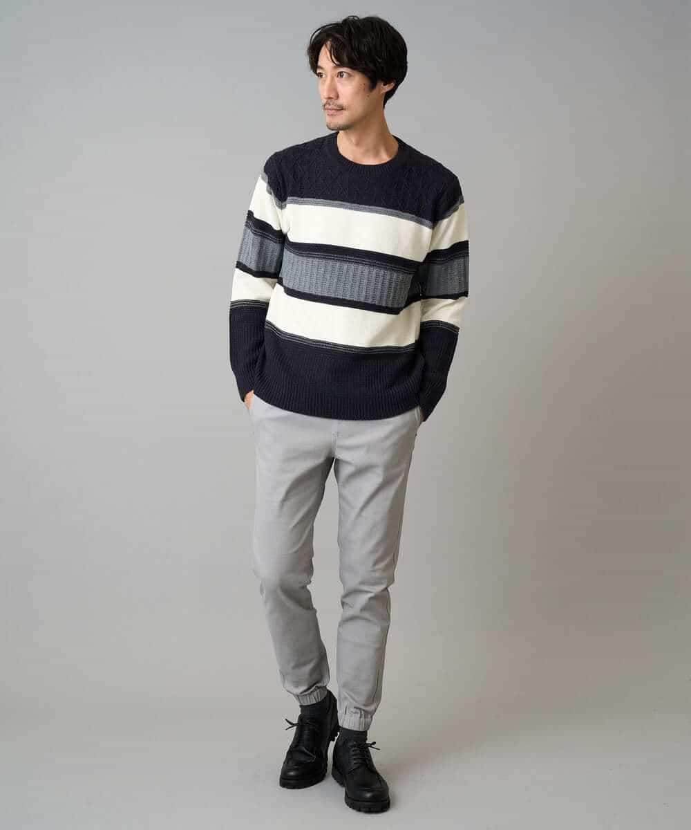 KHLLA14064 a.v.v MEN(アー・ヴェ・ヴェ) 【イージーケア/毛玉になりにくい】スーパーストレッチジョガーパンツ【洗濯機で洗える】 ブラック