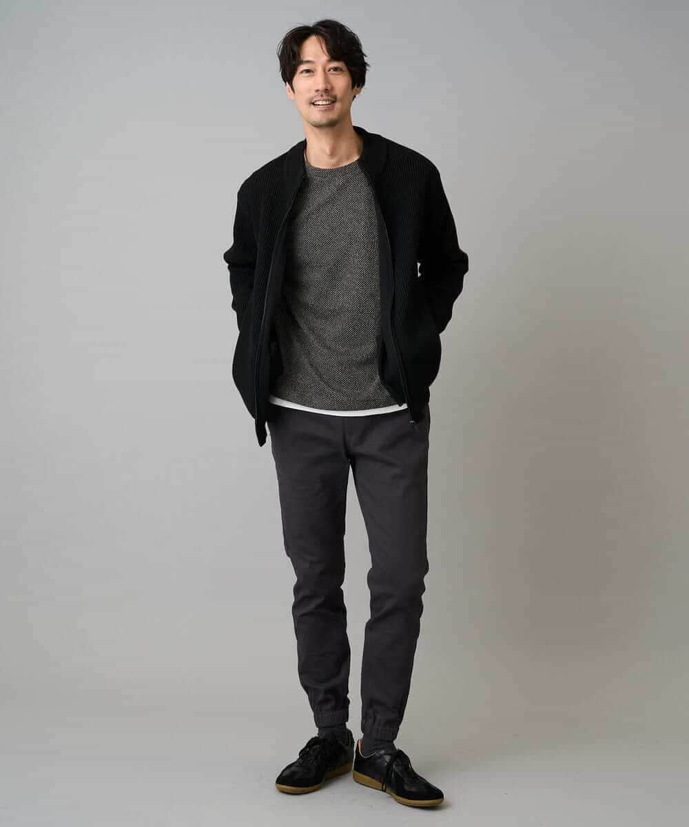 KHLLA14064 a.v.v MEN(アー・ヴェ・ヴェ) 【イージーケア/毛玉になりにくい】スーパーストレッチジョガーパンツ【洗濯機で洗える】 ブラック