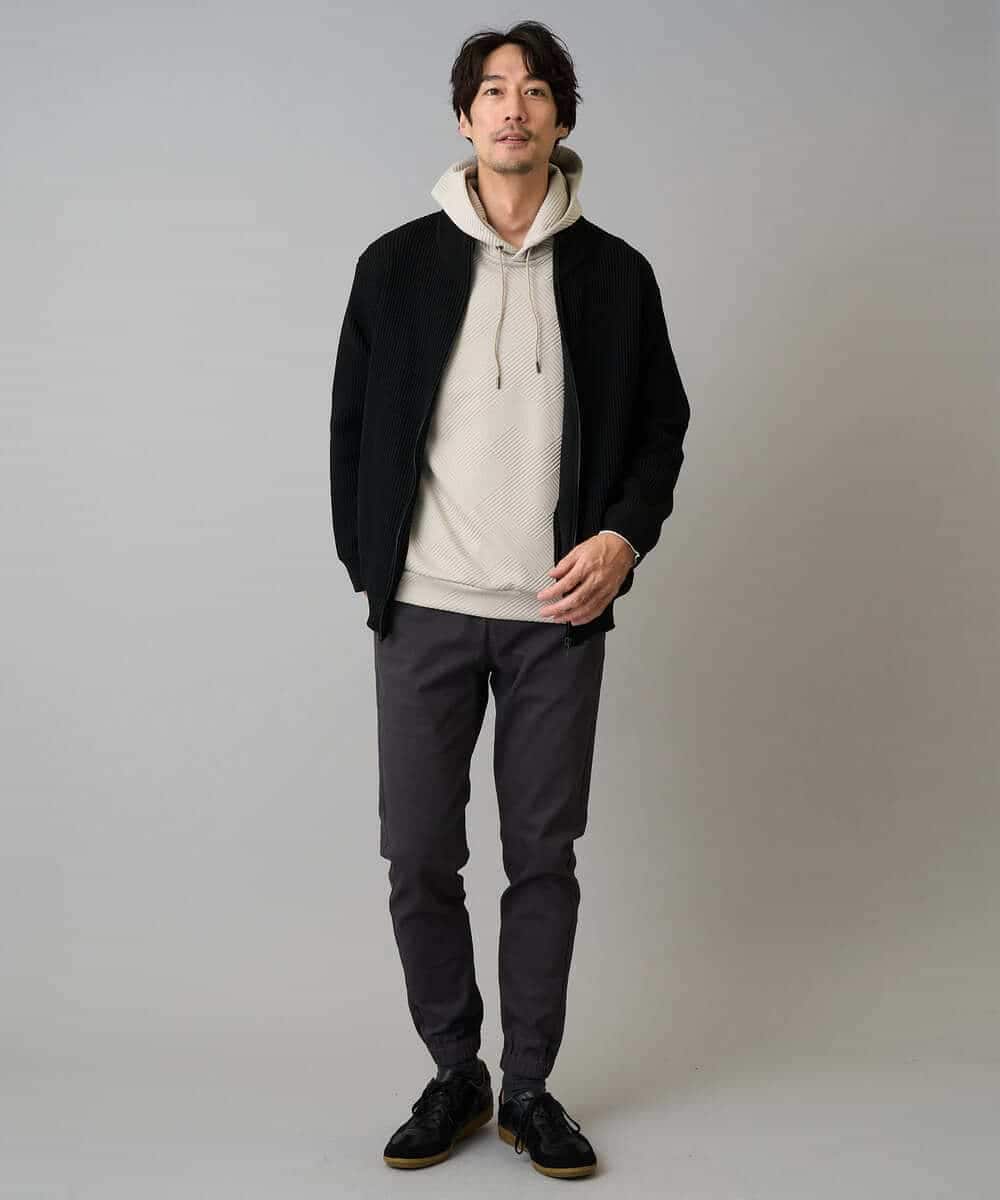 KHLLA14064 a.v.v MEN(アー・ヴェ・ヴェ) 【イージーケア/毛玉になりにくい】スーパーストレッチジョガーパンツ【洗濯機で洗える】 ブラック