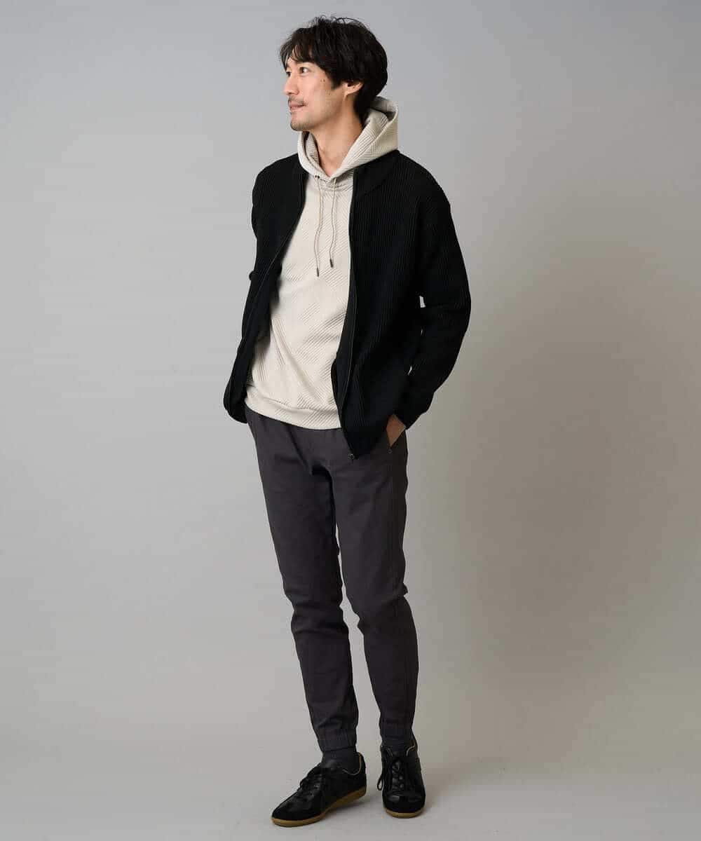 KHLLA14064 a.v.v MEN(アー・ヴェ・ヴェ) 【イージーケア/毛玉になりにくい】スーパーストレッチジョガーパンツ【洗濯機で洗える】 ブラック