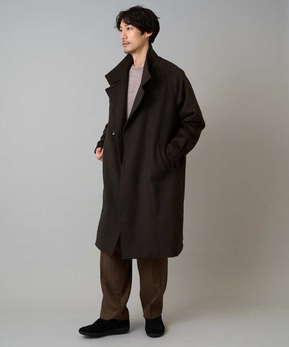 KHLLA29069 a.v.v MEN(アー・ヴェ・ヴェ) 【イージーケア/毛玉になりにくい】ヘリンボーンベルト付イージーワイドスラックス【ストレッチ/洗濯機で洗える】セットアップ対応 ブラック