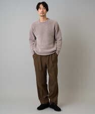 KHLLA29069 a.v.v MEN(アー・ヴェ・ヴェ) 【イージーケア/毛玉になりにくい】ヘリンボーンベルト付イージーワイドスラックス【ストレッチ/洗濯機で洗える】セットアップ対応 ブラック