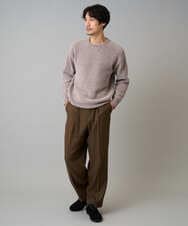 KHLLA29069 a.v.v MEN(アー・ヴェ・ヴェ) 【イージーケア/毛玉になりにくい】ヘリンボーンベルト付イージーワイドスラックス【ストレッチ/洗濯機で洗える】セットアップ対応 ブラック