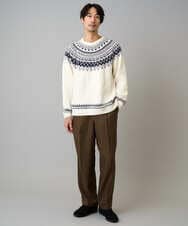 KHLLA29069 a.v.v MEN(アー・ヴェ・ヴェ) 【イージーケア/毛玉になりにくい】ヘリンボーンベルト付イージーワイドスラックス【ストレッチ/洗濯機で洗える】セットアップ対応 ブラック