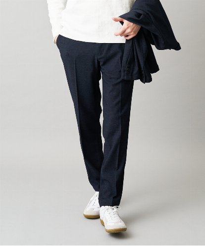 KHLLA30064 a.v.v MEN デニムライクストレッチ裏起毛スラックス【イージーケア/洗濯機で洗える】〈ON/OFF SERIES〉