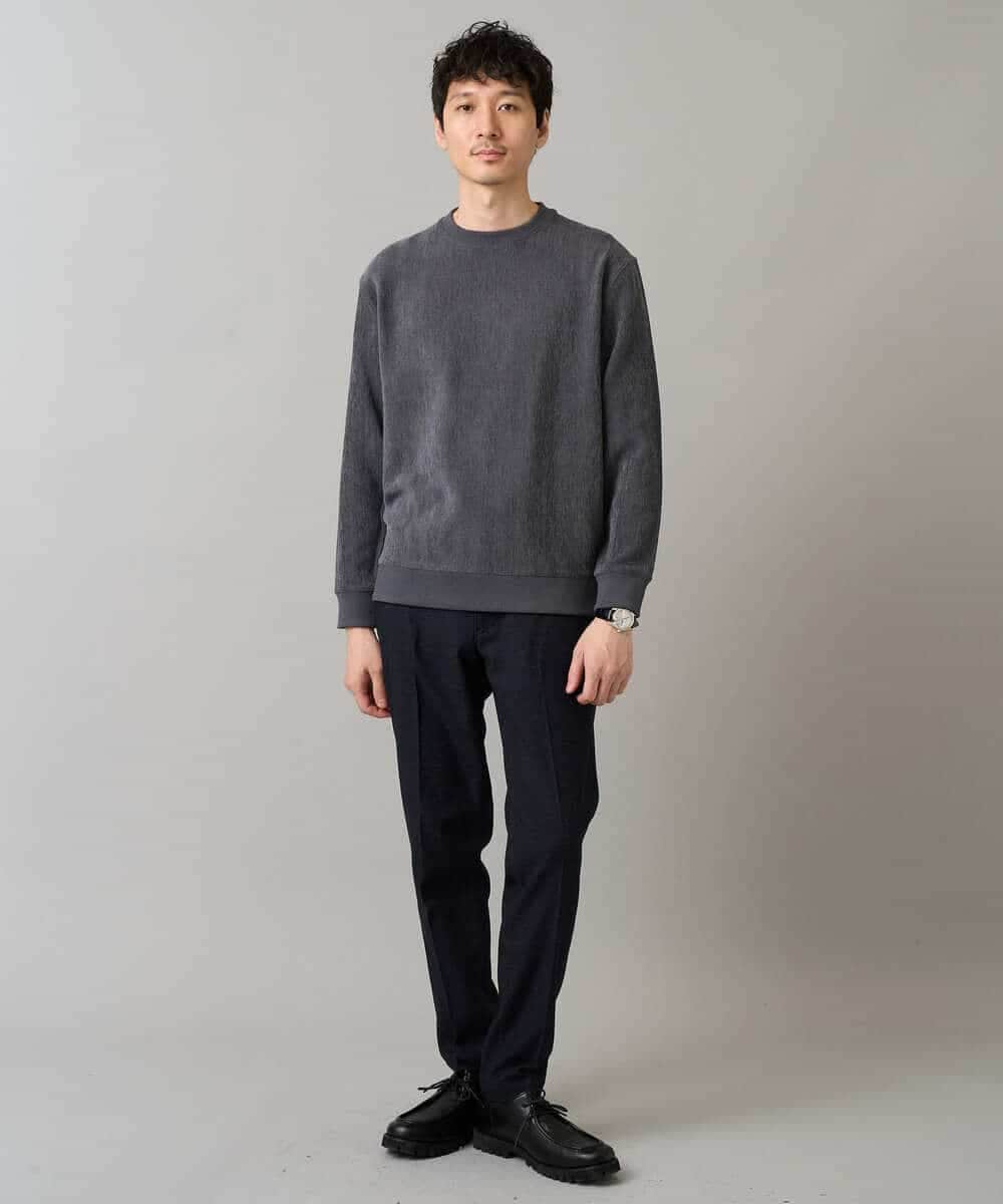 KHLLA30064 a.v.v MEN(アー・ヴェ・ヴェ) 【イージーケア】デニムライクストレッチ裏起毛スラックス【洗濯機で洗える】〈ON/OFF SERIES〉 ブラック