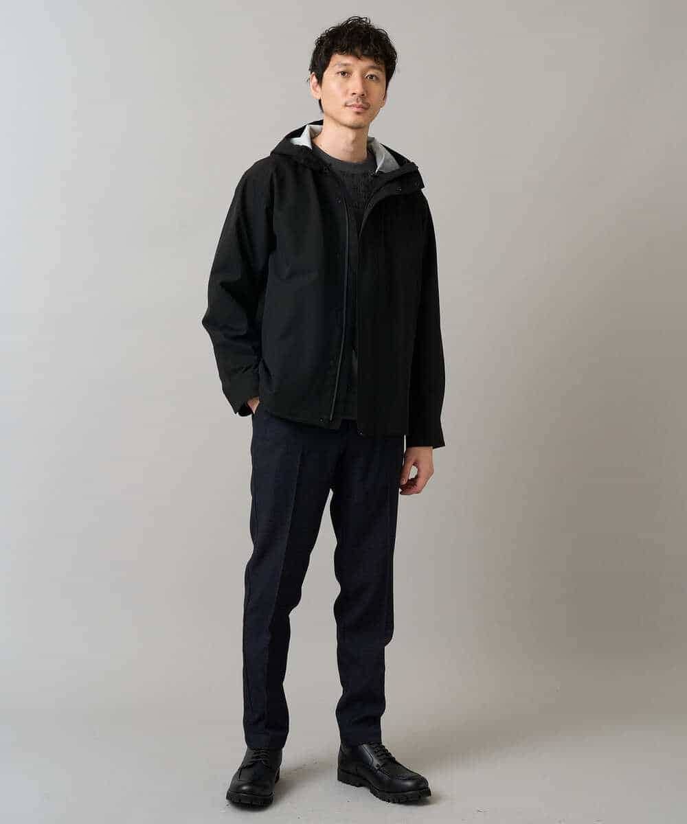 KHLLA30064 a.v.v MEN(アー・ヴェ・ヴェ) 【イージーケア】デニムライクストレッチ裏起毛スラックス【洗濯機で洗える】〈ON/OFF SERIES〉 ブラック
