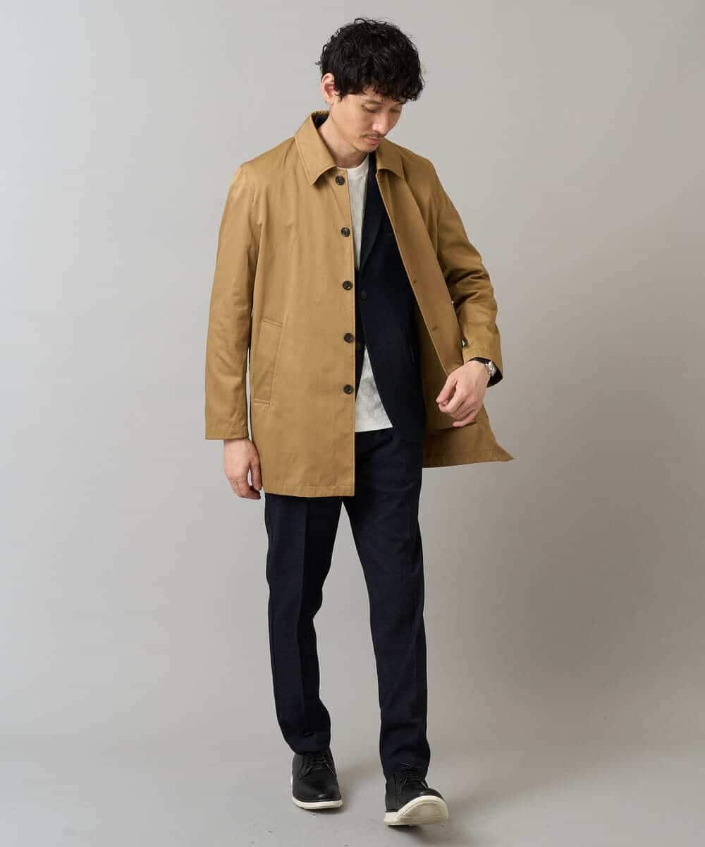 KHLLA30064 a.v.v MEN(アー・ヴェ・ヴェ) 【イージーケア】デニムライクストレッチ裏起毛スラックス【洗濯機で洗える】〈ON/OFF SERIES〉 ブラック