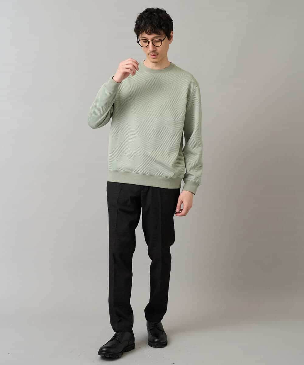 KHLLA30064 a.v.v MEN(アー・ヴェ・ヴェ) 【イージーケア】デニムライクストレッチ裏起毛スラックス【洗濯機で洗える】〈ON/OFF SERIES〉 ブラック