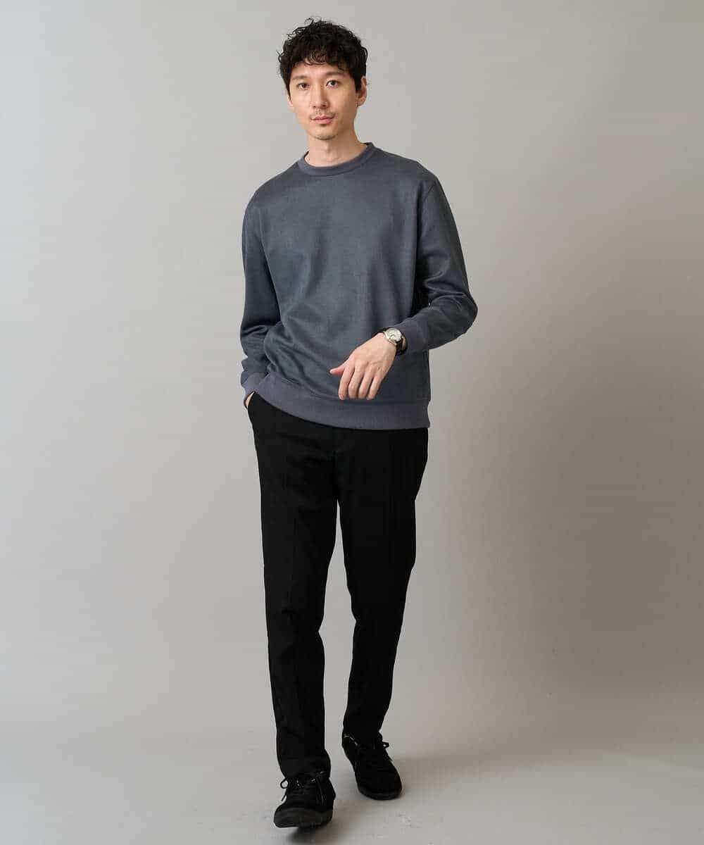 KHLLA30064 a.v.v MEN(アー・ヴェ・ヴェ) 【イージーケア】デニムライクストレッチ裏起毛スラックス【洗濯機で洗える】〈ON/OFF SERIES〉 ブラック