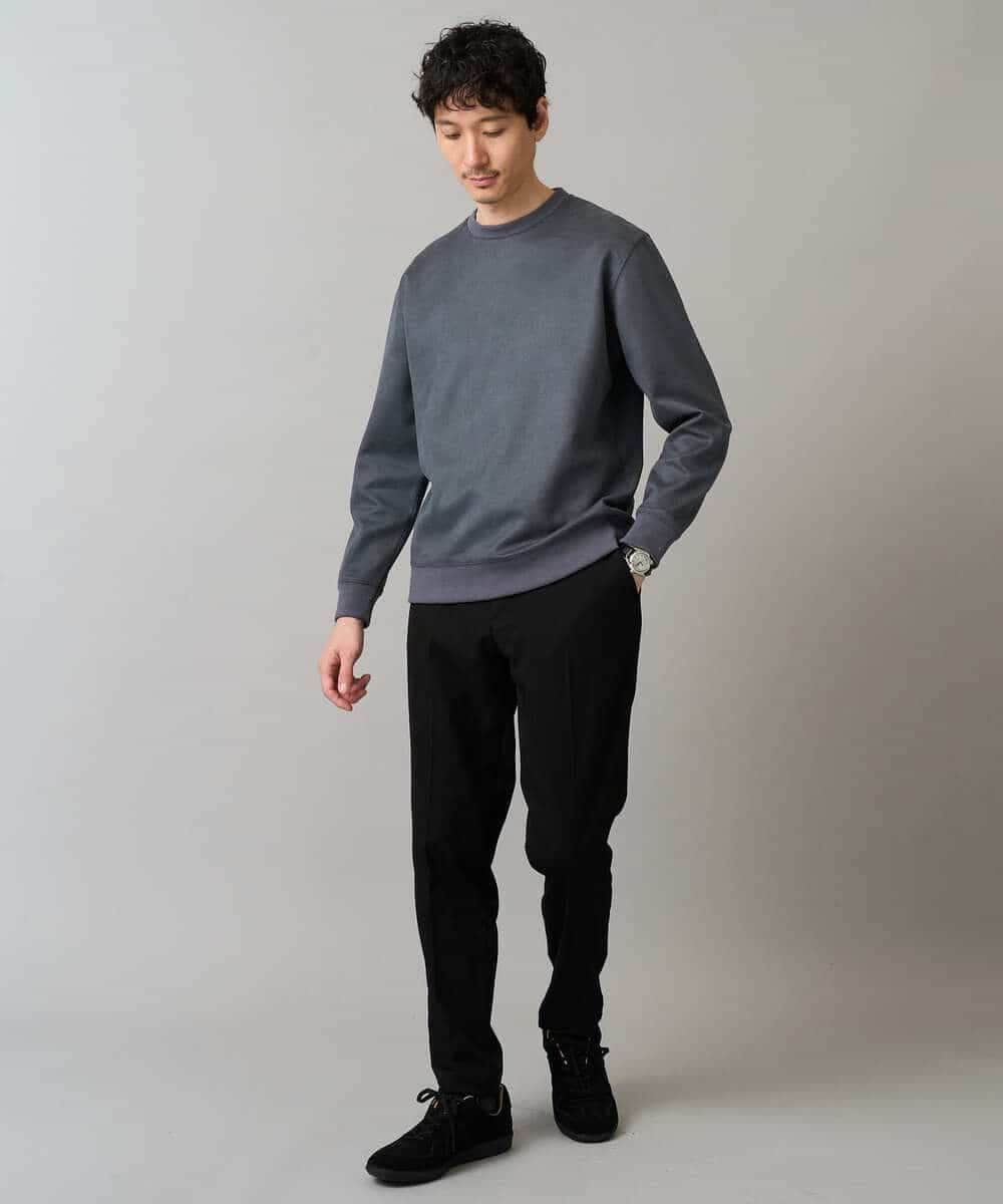 KHLLA30064 a.v.v MEN(アー・ヴェ・ヴェ) 【イージーケア】デニムライクストレッチ裏起毛スラックス【洗濯機で洗える】〈ON/OFF SERIES〉 ブラック