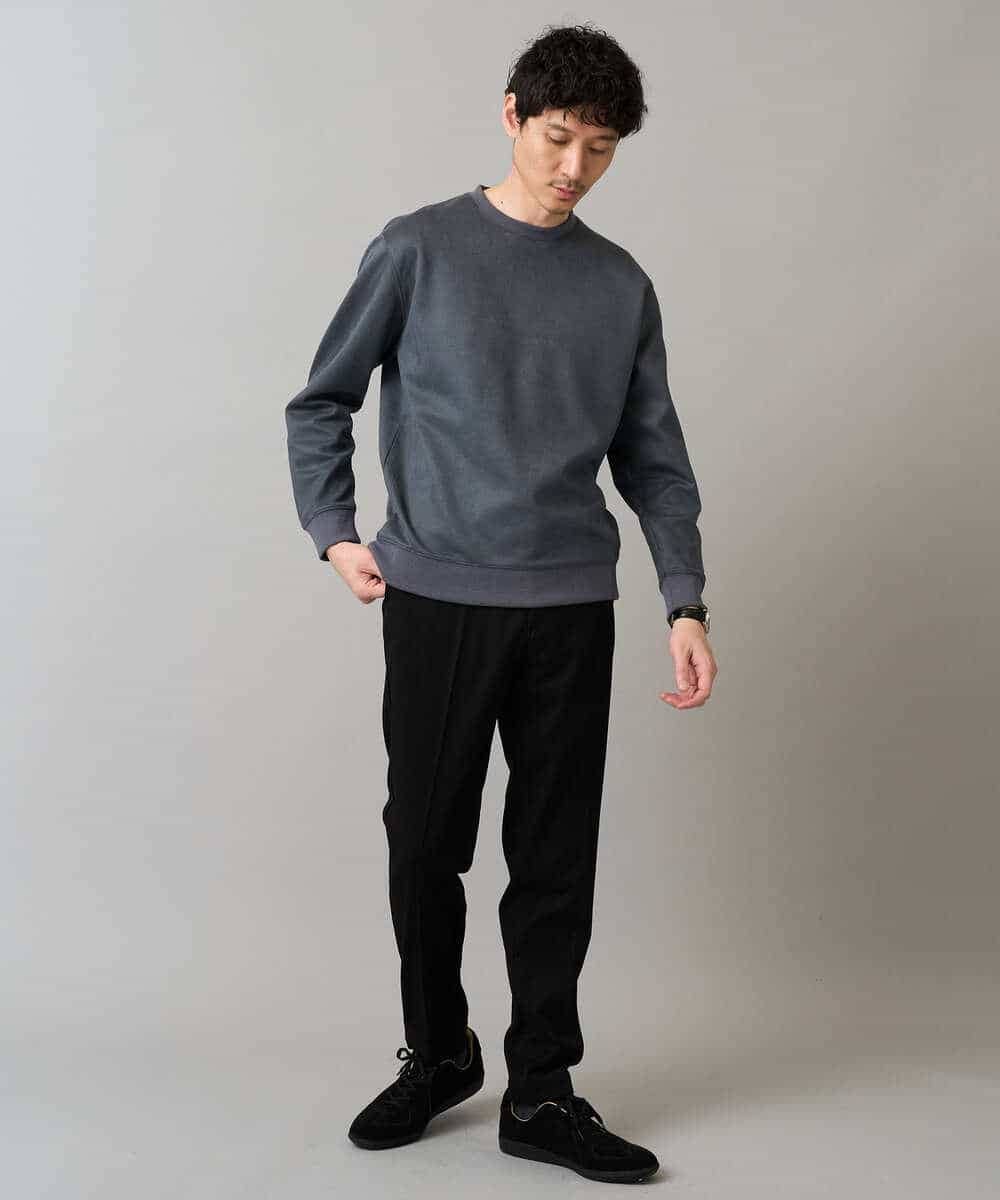 KHLLA30064 a.v.v MEN(アー・ヴェ・ヴェ) 【イージーケア】デニムライクストレッチ裏起毛スラックス【洗濯機で洗える】〈ON/OFF SERIES〉 ブラック
