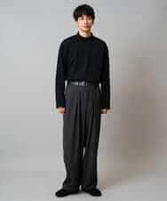 KHLLA31069 a.v.v MEN(アー・ヴェ・ヴェ) 【毛玉になりにくい/ストレッチ】ツイルストレッチ切替オーバーパンツ【洗濯機で洗える】 ブラック