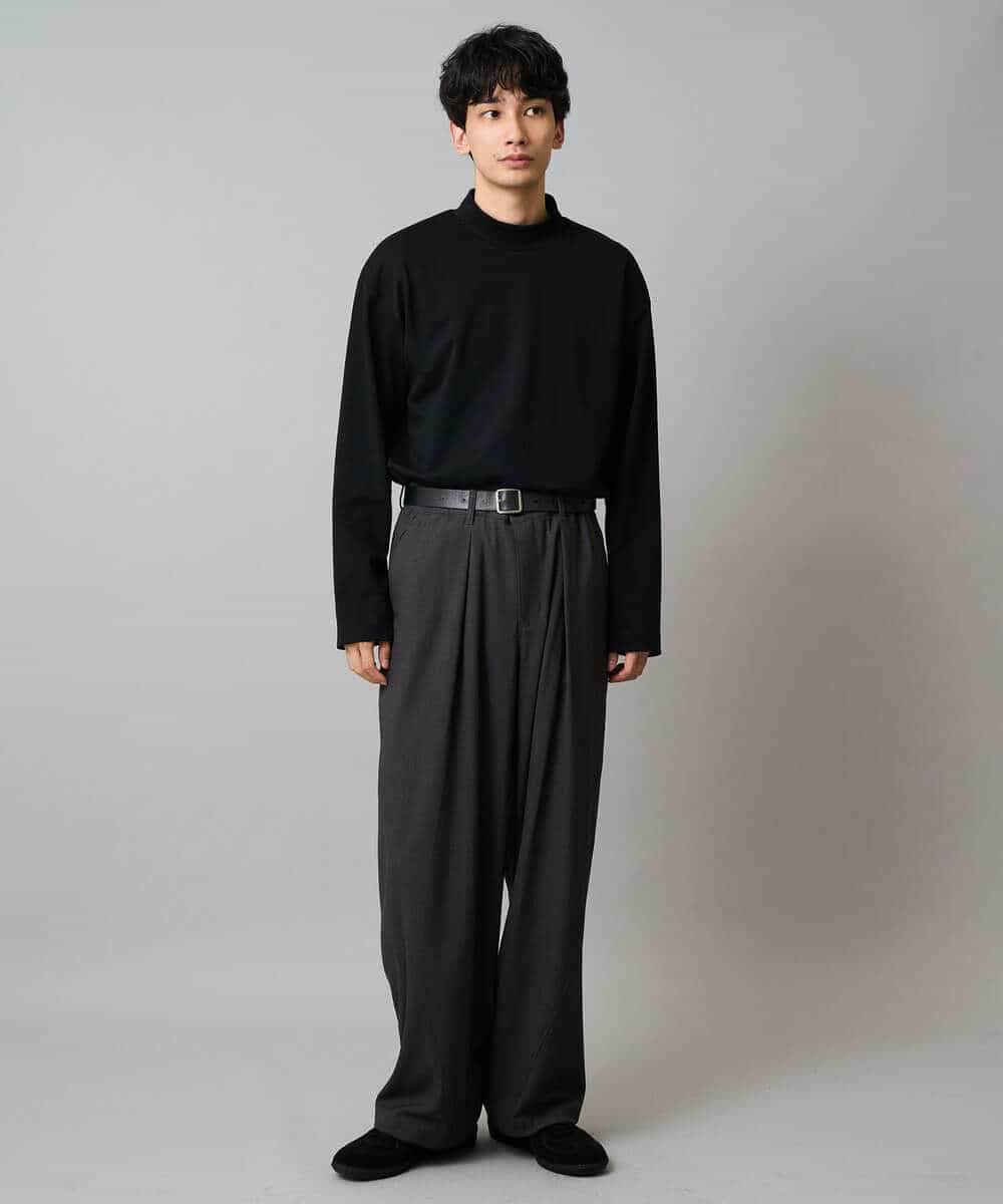 KHLLA31069 a.v.v MEN(アー・ヴェ・ヴェ) 【毛玉になりにくい/ストレッチ】ツイルストレッチ切替オーバーパンツ【洗濯機で洗える】 ブラック
