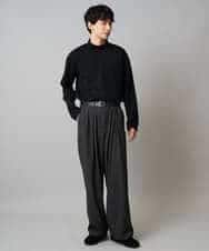 KHLLA31069 a.v.v MEN(アー・ヴェ・ヴェ) 【毛玉になりにくい/ストレッチ】ツイルストレッチ切替オーバーパンツ【洗濯機で洗える】 ブラック
