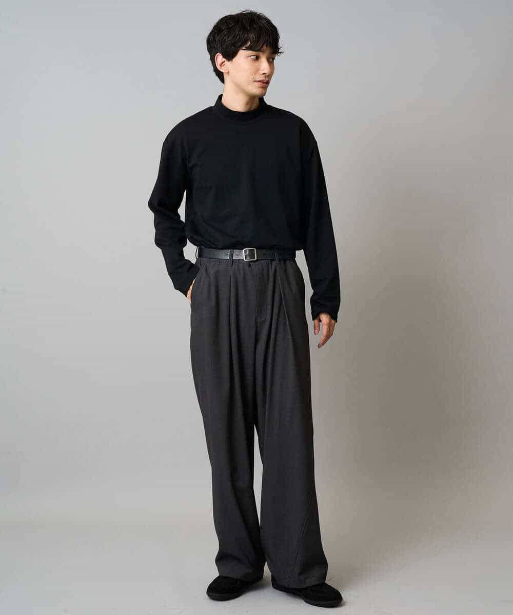KHLLA31069 a.v.v MEN(アー・ヴェ・ヴェ) 【毛玉になりにくい/ストレッチ】ツイルストレッチ切替オーバーパンツ【洗濯機で洗える】 ブラック