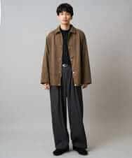 KHLLA31069 a.v.v MEN(アー・ヴェ・ヴェ) 【毛玉になりにくい/ストレッチ】ツイルストレッチ切替オーバーパンツ【洗濯機で洗える】 ブラック