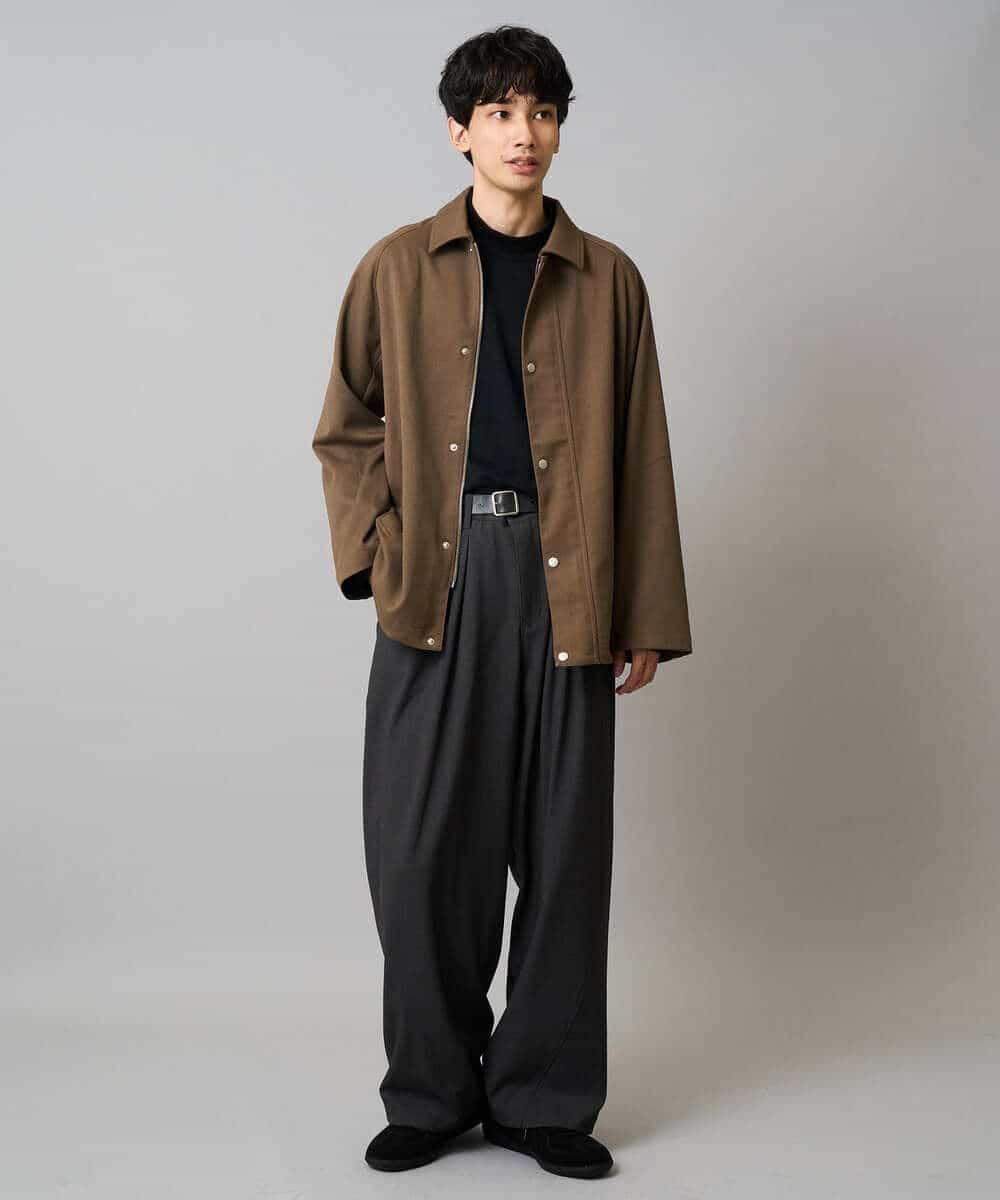 KHLLA31069 a.v.v MEN(アー・ヴェ・ヴェ) 【毛玉になりにくい/ストレッチ】ツイルストレッチ切替オーバーパンツ【洗濯機で洗える】 ブラック