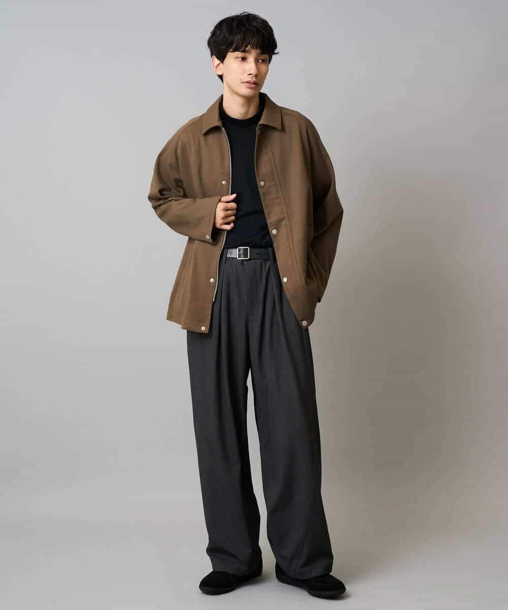 KHLLA31069 a.v.v MEN(アー・ヴェ・ヴェ) 【毛玉になりにくい/ストレッチ】ツイルストレッチ切替オーバーパンツ【洗濯機で洗える】 ブラック