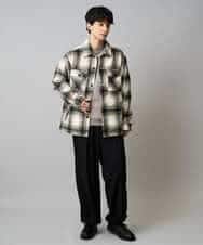 KHLLA31069 a.v.v MEN(アー・ヴェ・ヴェ) 【毛玉になりにくい/ストレッチ】ツイルストレッチ切替オーバーパンツ【洗濯機で洗える】 ブラック
