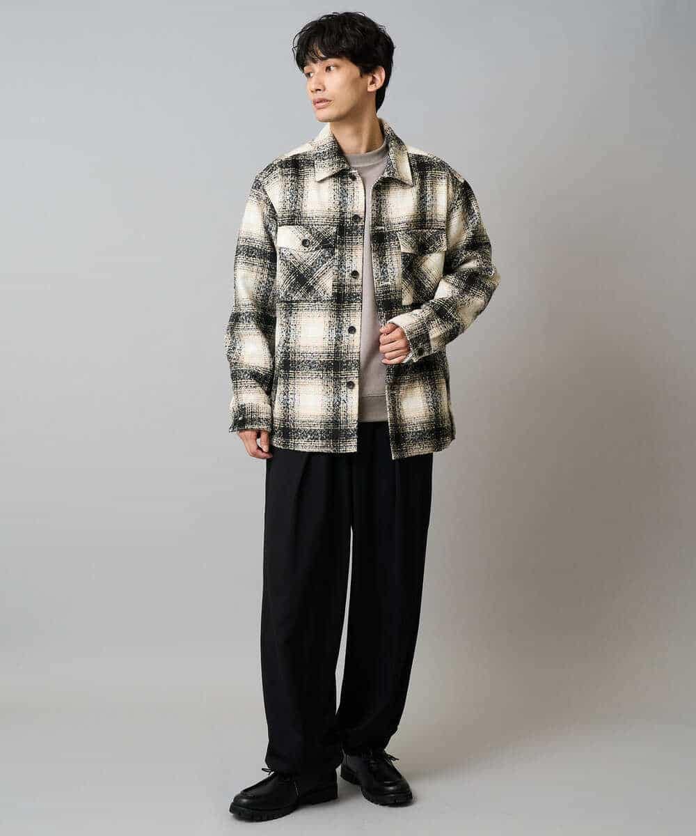 KHLLA31069 a.v.v MEN(アー・ヴェ・ヴェ) 【毛玉になりにくい/ストレッチ】ツイルストレッチ切替オーバーパンツ【洗濯機で洗える】 ブラック