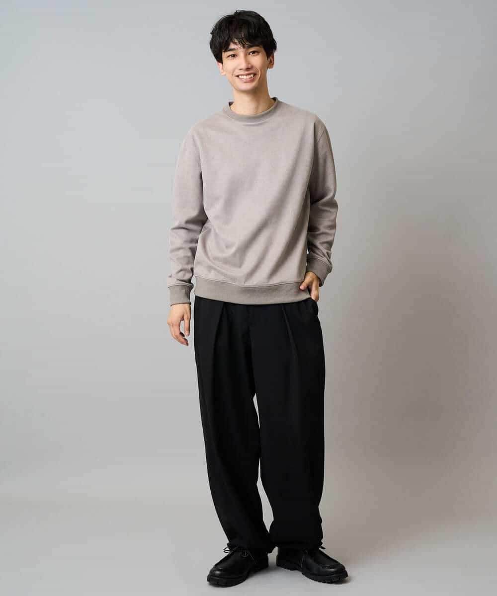 KHLLA31069 a.v.v MEN(アー・ヴェ・ヴェ) 【毛玉になりにくい/ストレッチ】ツイルストレッチ切替オーバーパンツ【洗濯機で洗える】 ブラック