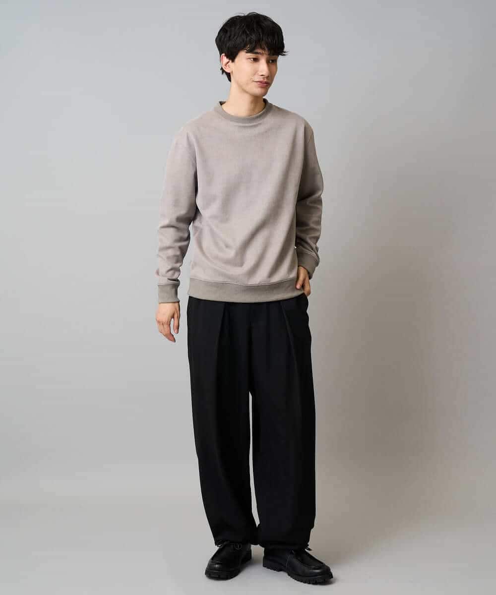 KHLLA31069 a.v.v MEN(アー・ヴェ・ヴェ) 【毛玉になりにくい/ストレッチ】ツイルストレッチ切替オーバーパンツ【洗濯機で洗える】 ブラック