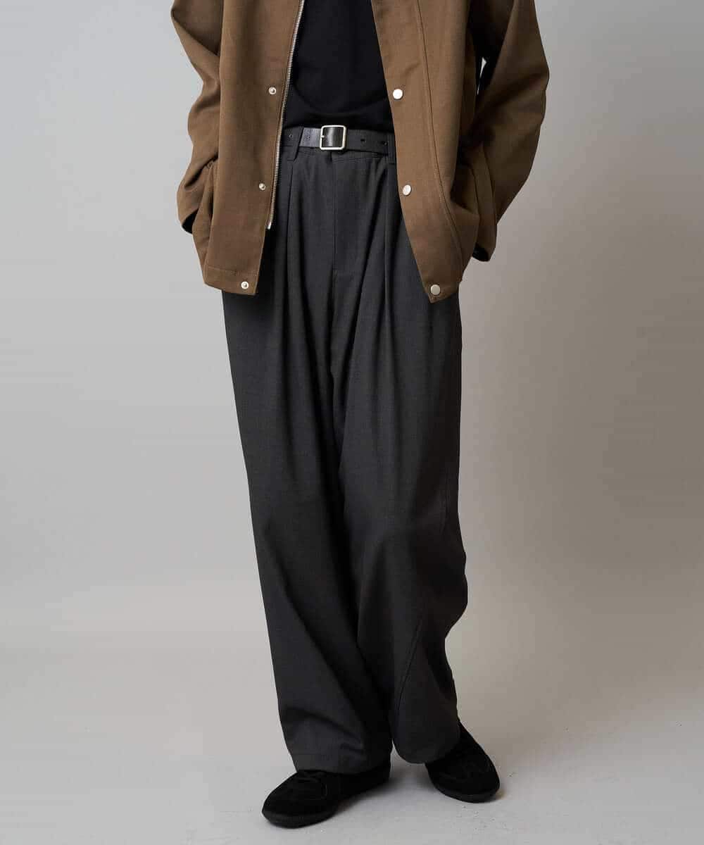 KHLLA31069 a.v.v MEN(アー・ヴェ・ヴェ) 【毛玉になりにくい/ストレッチ】ツイルストレッチ切替オーバーパンツ【洗濯機で洗える】 ブラック