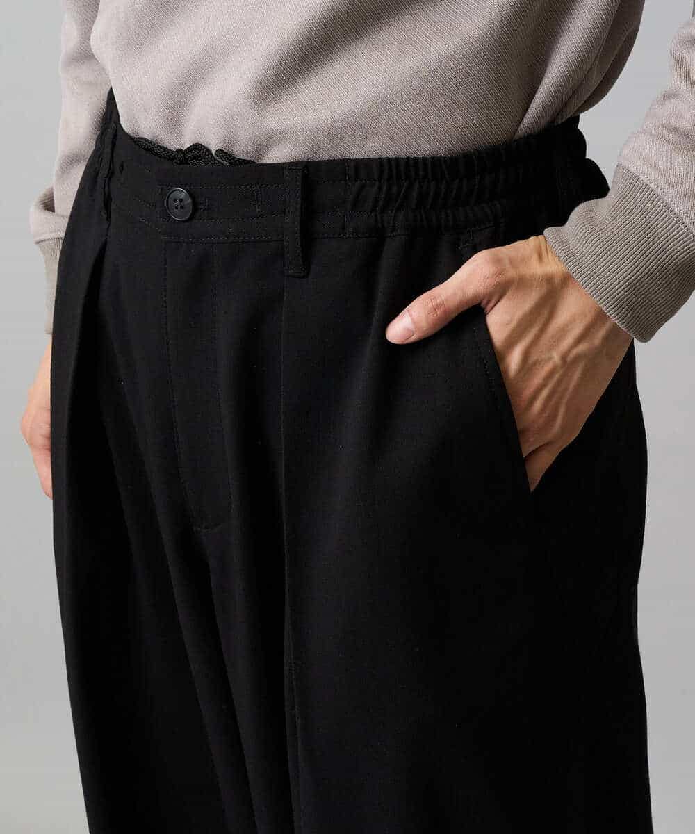 KHLLA31069 a.v.v MEN(アー・ヴェ・ヴェ) 【毛玉になりにくい/ストレッチ】ツイルストレッチ切替オーバーパンツ【洗濯機で洗える】 ブラック