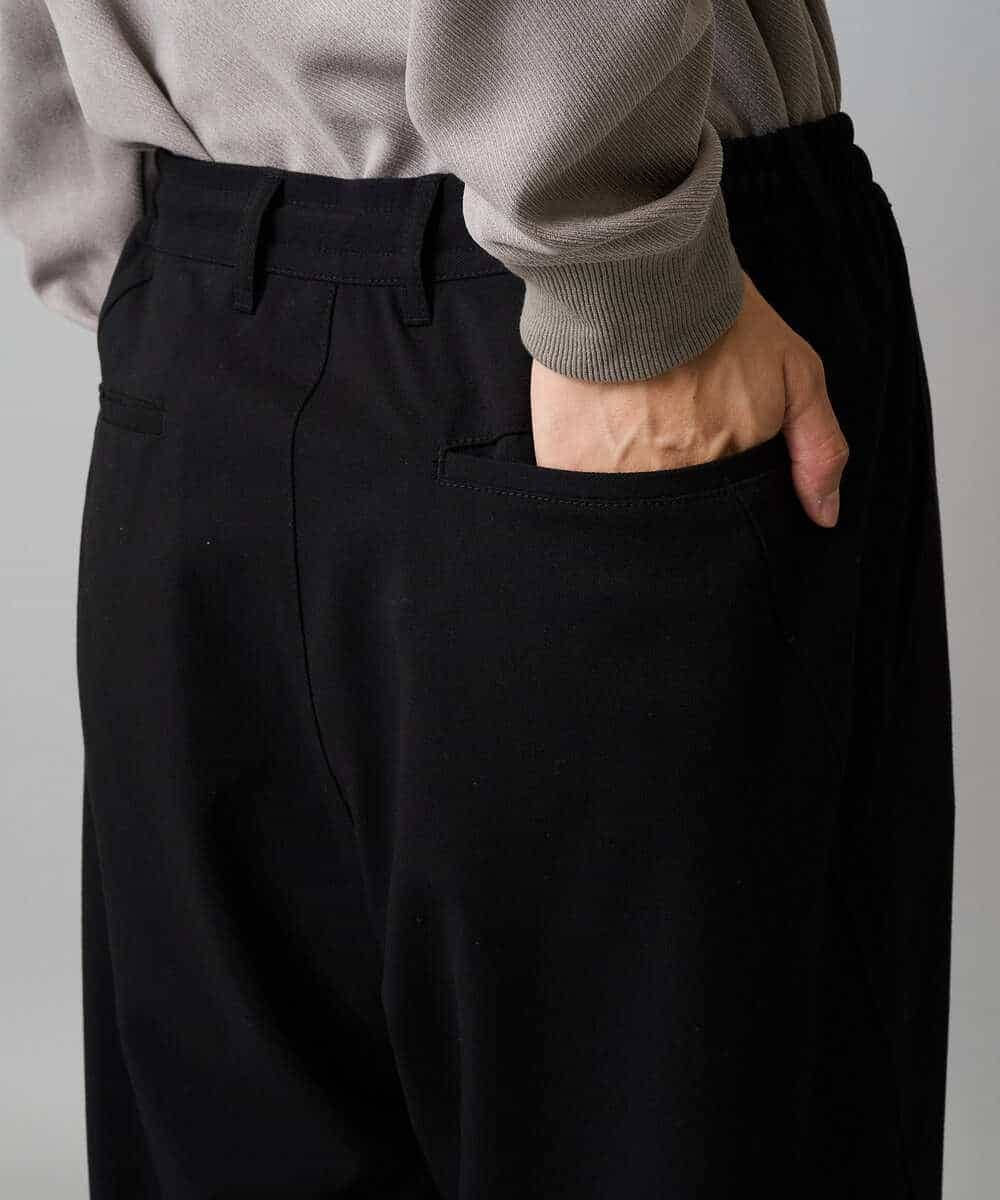 KHLLA31069 a.v.v MEN(アー・ヴェ・ヴェ) 【毛玉になりにくい/ストレッチ】ツイルストレッチ切替オーバーパンツ【洗濯機で洗える】 ブラック