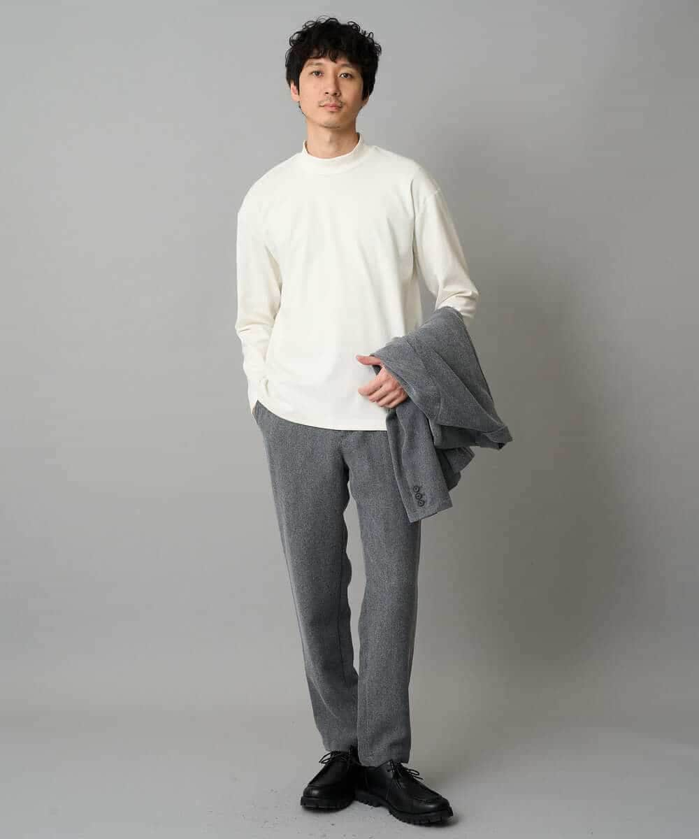 KHLLA35069 a.v.v MEN(アー・ヴェ・ヴェ) 【イージーケア/毛玉になりにくい】LANATECヘリンボーンセミルーズパンツ【ストレッチ/洗濯機で洗える】 ダークグレー