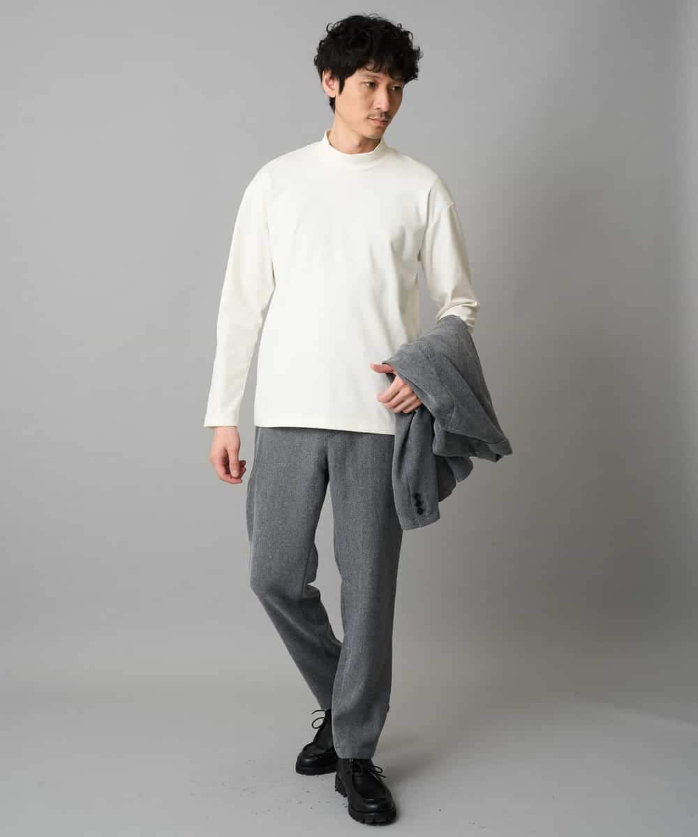 KHLLA35069 a.v.v MEN(アー・ヴェ・ヴェ) 【イージーケア/毛玉になりにくい】LANATECヘリンボーンセミルーズパンツ【ストレッチ/洗濯機で洗える】 ダークグレー
